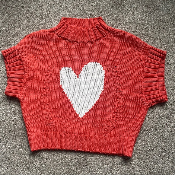 🎉❤️Anthropologie Maeve Pippa Mock Neck Sweater, Women’s Size SM, Coral/Cream - Picture 3 of 6